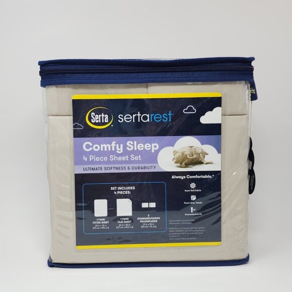 Serta SertaRest Comfy Sleep Sheet Set Sheets Secure Fit On Mattress Twin 4 pc - Picture 3 of 10